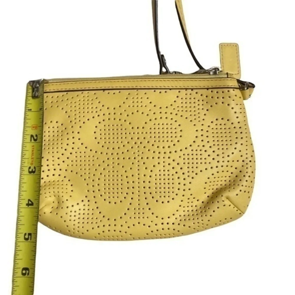 Coach yellow vintage y2k leather perforated signature c wristlet bag